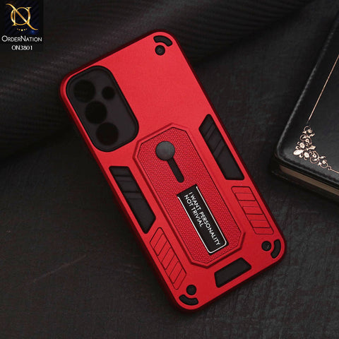 Samsung Galaxy A15 5G Cover - Red - Hybrid Stylish Slide Finger Grip With Metal Kickstand Soft Borders Case