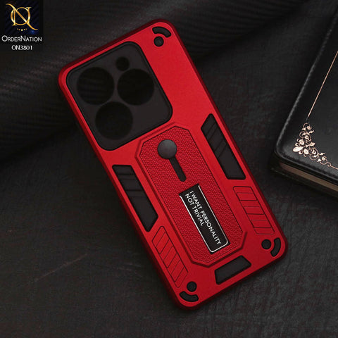 Infinix Smart 8 Plus Cover - Red - Hybrid Stylish Slide Finger Grip With Metal Kickstand Soft Borders Case