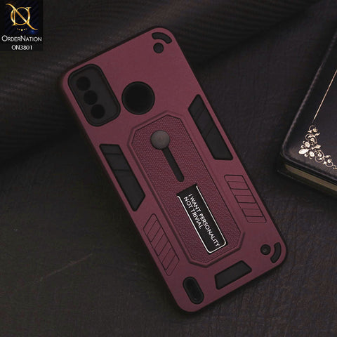 Tecno Spark 6 Go Cover - Burgundy - Hybrid Stylish Slide Finger Grip With Metal Kickstand Soft Borders Case