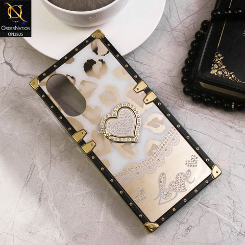 Oppo A78 4G Cover - Design2 - Heart Bling Diamond Glitter Soft TPU Trunk Case With Ring Holder