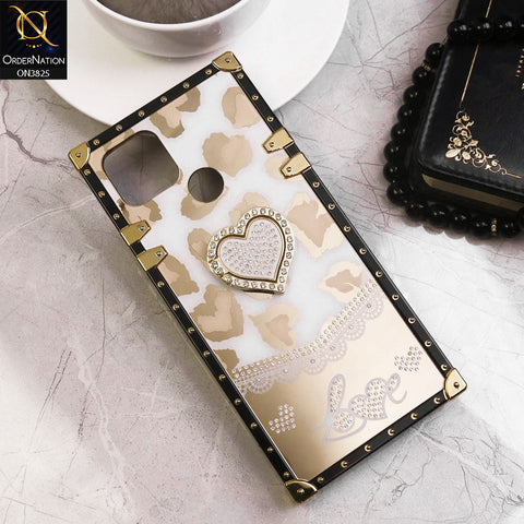 Oppo A15s Cover - Design2 - Heart Bling Diamond Glitter Soft TPU Trunk Case With Ring Holder