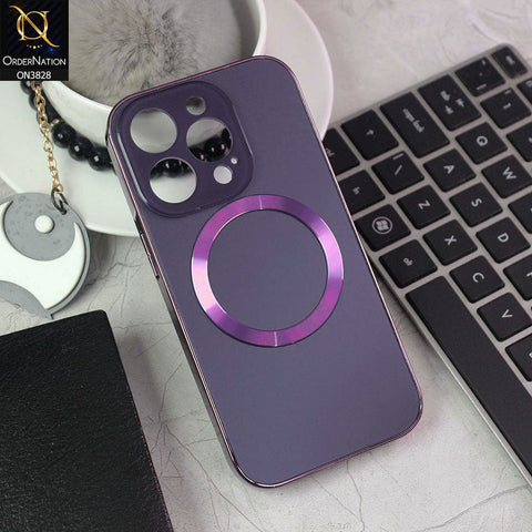 iPhone 13 Pro  Cover - Deep Purple - New MagSafe Electroplating Borders With Camera Bumper Hard Back Protective Case