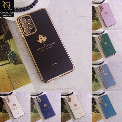 Samsung Galaxy A14 5G  Cover - Design 4 -  New Electroplating Borders Maple Leaf Camera Protection Soft Silicone Case