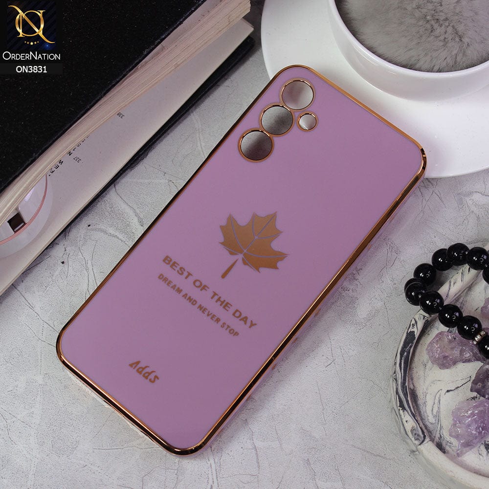 Samsung Galaxy A14 5G  Cover - Design 2 -  New Electroplating Borders Maple Leaf Camera Protection Soft Silicone Case