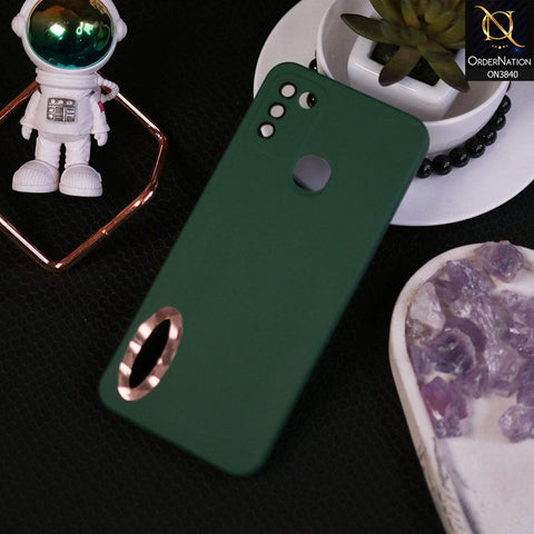 Infinix Hot 10 Play Cover - Dark Green - Soft Silicone Camera Lense Protector Chrome Logo Hole Case