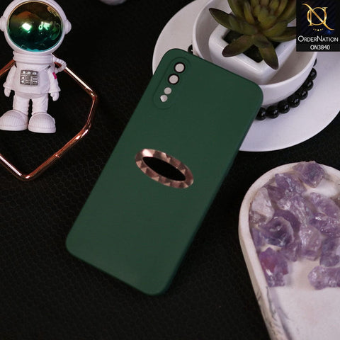 Vivo S1 Cover - Dark Green - Soft Silicone Camera Lense Protector Chrome Logo Hole Case