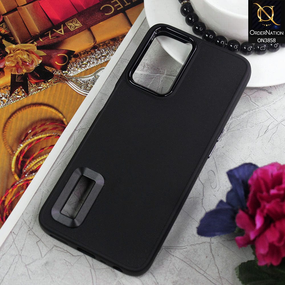 Oppo K10 Cover - Black - New Soft Silicone Electroplating Camera Ring Chrome Logo Hole Case