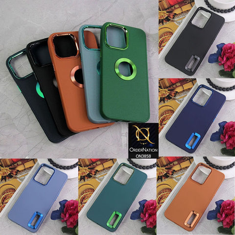 Infinix Hot 12 Play Cover - Stone Blue - New Soft Silicone Electroplating Camera Ring Chrome Logo Hole Case