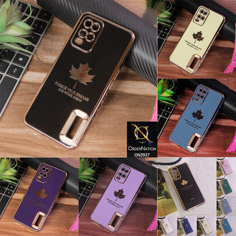 Oppo F19 Pro Cover - Design 2 - New Electroplating Borders Maple Leaf Chrome logo Hole Camera Protective Soft Silicone Case