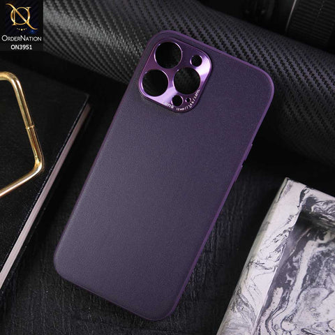iPhone 12 Pro Cover - Purple - ONation Classy Leather Series - Minimalistic Classic Textured Pu Leather With Attractive Metallic Camera Protection Soft Borders Case