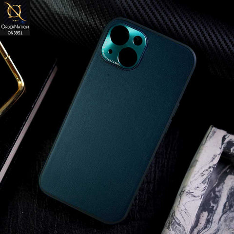 iPhone 13 Cover - Green - ONation Classy Leather Series - Minimalistic Classic Textured Pu Leather With Attractive Metallic Camera Protection Soft Borders Case