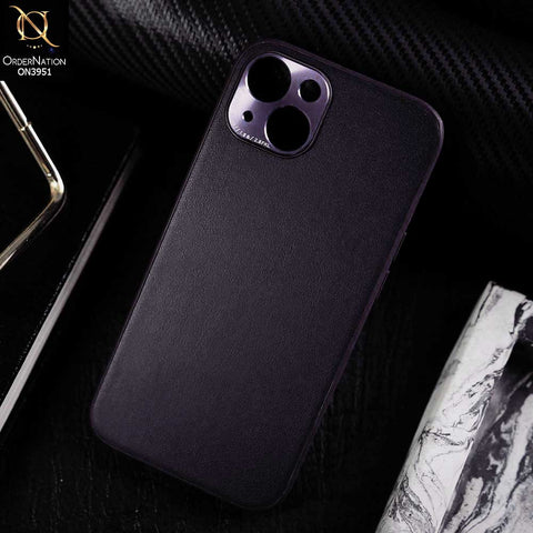 iPhone 13 Cover - Purple - ONation Classy Leather Series - Minimalistic Classic Textured Pu Leather With Attractive Metallic Camera Protection Soft Borders Case