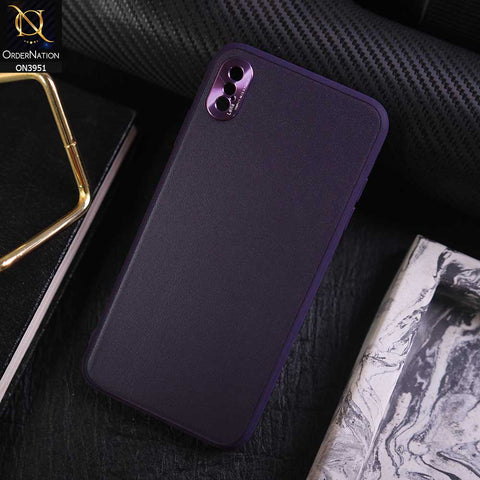 iPhone XS / X Cover - Purple - ONation Classy Leather Series - Minimalistic Classic Textured Pu Leather With Attractive Metallic Camera Protection Soft Borders Case