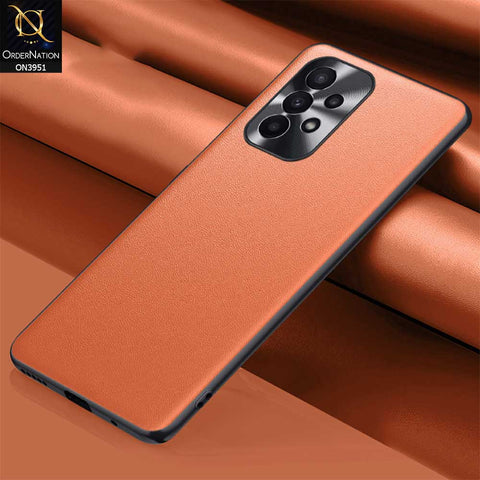 Samsung Galaxy A23 5G Cover - Orange - ONation Classy Leather Series - Minimalistic Classic Textured Pu Leather With Attractive Metallic Camera Protection Soft Borders Case