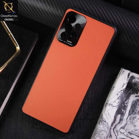 Samsung Galaxy A23 5G Cover - Orange - ONation Classy Leather Series - Minimalistic Classic Textured Pu Leather With Attractive Metallic Camera Protection Soft Borders Case