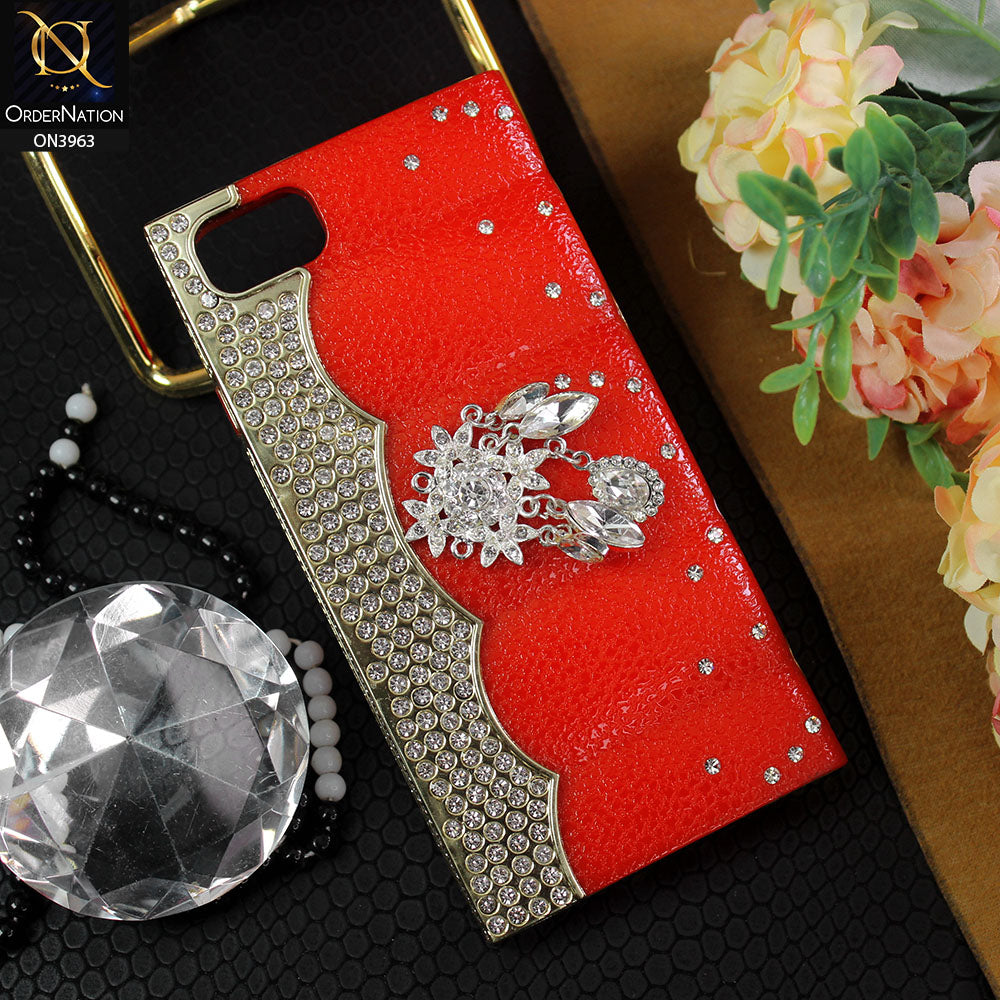 iPhone 8 / 7 Cover - Red - Fashion Stylish Bling Bling Case Leather Texture Protective Case