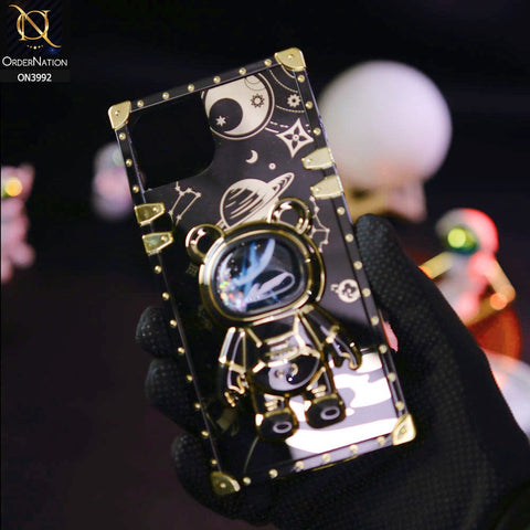 iPhone 13 Cover - Black - New Luxury Space Case With Astronode Cute Folding Stand Holder Case