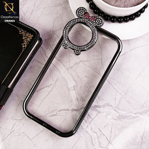 iPhone 11 Cover - Black - New Bling Shiny Rime Stones Camera Ring  Soft Silicon Case With Clear Back