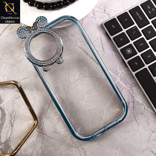 iPhone 11 Cover - Blue -New Bling Bling Shiny Rime Stones Camera Ring Soft Silicon Case With Clear Back