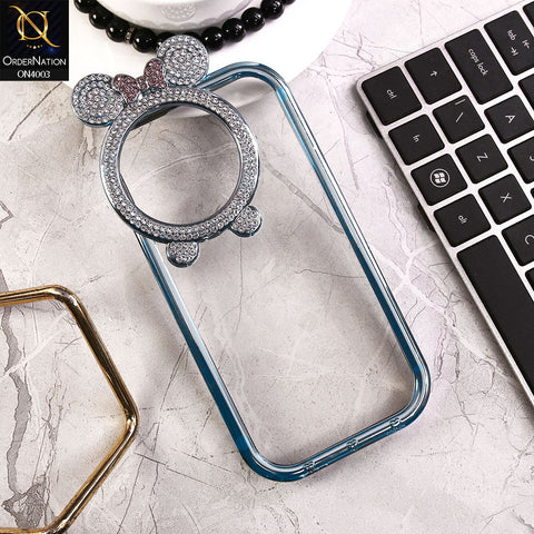 iPhone 13 Pro Cover - Blue -New Bling Bling Shiny Rime Stones Camera Ring Soft Silicon Case With Clear Back