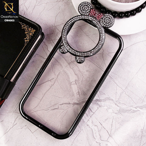 iPhone 15 Pro Max Cover - Black - New Bling Bling Shiny Rime Stones Camera Ring  Soft Silicon Case With Clear Back