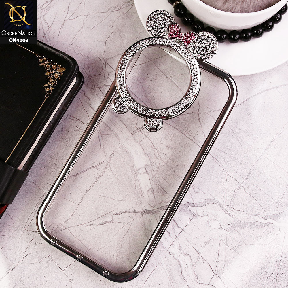 iPhone 15 Pro Max Cover - Sliver - New Bling Bling Shiny Rime Stones Camera Ring  Soft Silicon Case With Clear Back