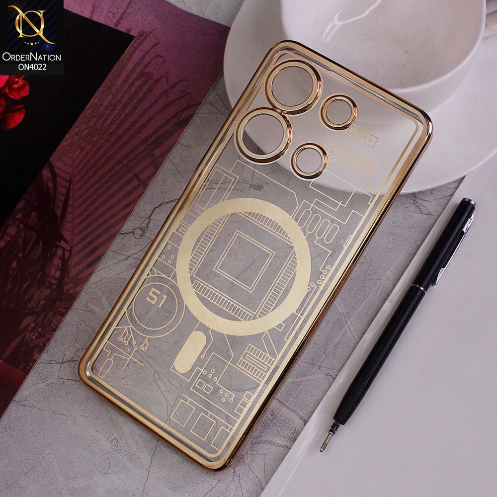 Infinix Note 30 Cover - Golden - Fashion Circuit Diagram Case Clear Plating Soft Cover With Camera Lens Protection