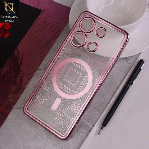 Infinix Note 30 Cover - Rose Gold - Fashion Circuit Diagram Case Clear Plating Soft Cover With Camera Lens Protection