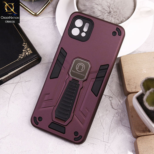 Oppo A16K Cover - Burgundy - Luxury Hybrid Shockproof Magnet Adsorption Stand Case