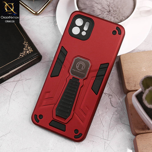 Oppo A16K Cover - Red - Luxury Hybrid Shockproof Magnet Adsorption Stand Case