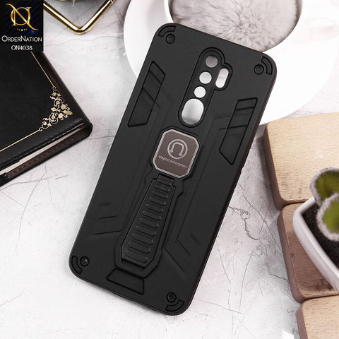 Oppo A9 2020 Cover - Black - Luxury Hybrid Shockproof Magnet Adsorption Stand Case