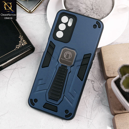 Oppo A16 Cover - Midnight Blue - Luxury Hybrid Shockproof Magnet Adsorption Stand Case