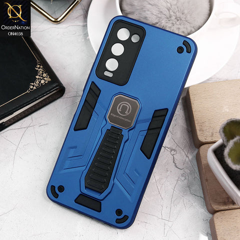 Tecno Camon 18T Cover - Blue - Luxury Hybrid Shockproof Magnet Adsorption Stand Case