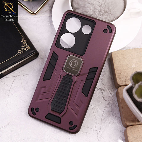 Tecno Camon 20 Cover - Burgundy - Luxury Hybrid Shockproof Magnet Adsorption Stand Case