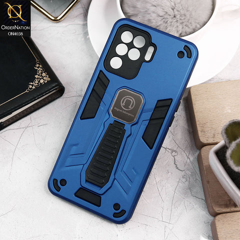 Oppo A94 Cover - Blue - Luxury Hybrid Shockproof Magnet Adsorption Stand Case