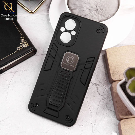 Oppo Reno 7 Lite Cover - Black - Luxury Hybrid Shockproof Magnet Adsorption Stand Case