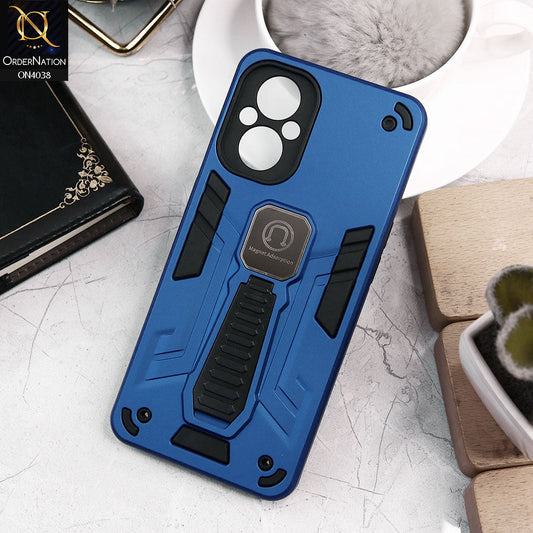 Oppo A96 5G Cover - Blue - Luxury Hybrid Shockproof Magnet Adsorption Stand Case