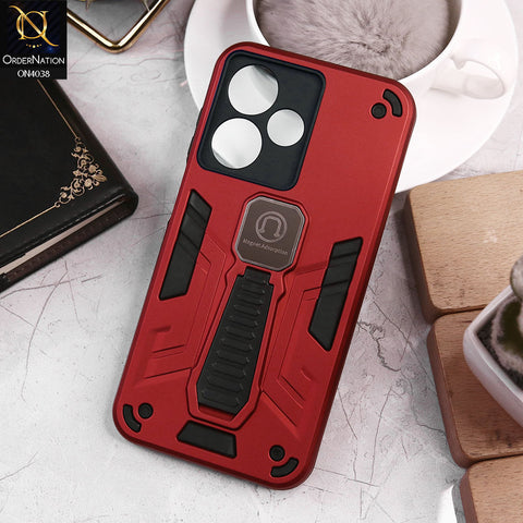 Infinix Hot 30 Play Cover - Red - Luxury Hybrid Shockproof Magnet Adsorption Stand Case