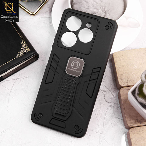 Infinix Hot 40 Pro Cover - Black - Luxury Hybrid Shockproof Magnet Adsorption Stand Case