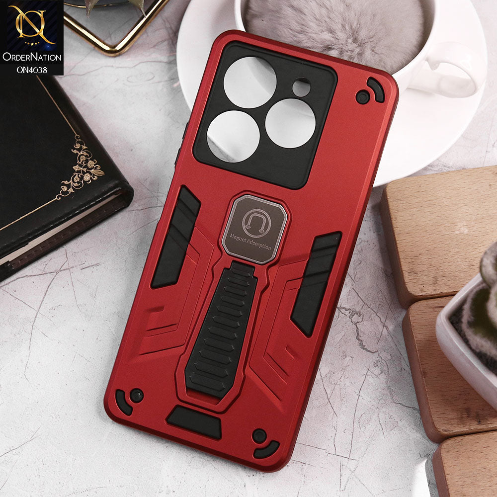 Infinix Hot 40 Pro Cover - Red - Luxury Hybrid Shockproof Magnet Adsorption Stand Case