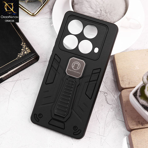 Infinix Note 40 Cover - Black - Luxury Hybrid Shockproof Magnet Adsorption Stand Case