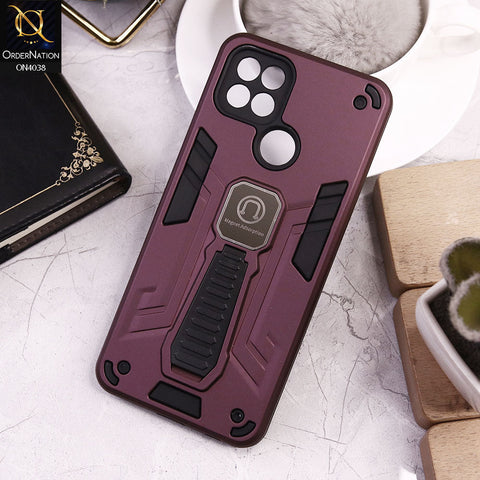 Oppo A15s Cover - Burgundy - Luxury Hybrid Shockproof Magnet Adsorption Stand Case