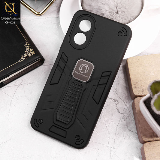 Oppo A18 Cover - Black - Luxury Hybrid Shockproof Magnet Adsorption Stand Case