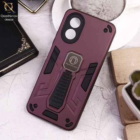 Oppo A18 Cover - Burgundy - Luxury Hybrid Shockproof Magnet Adsorption Stand Case