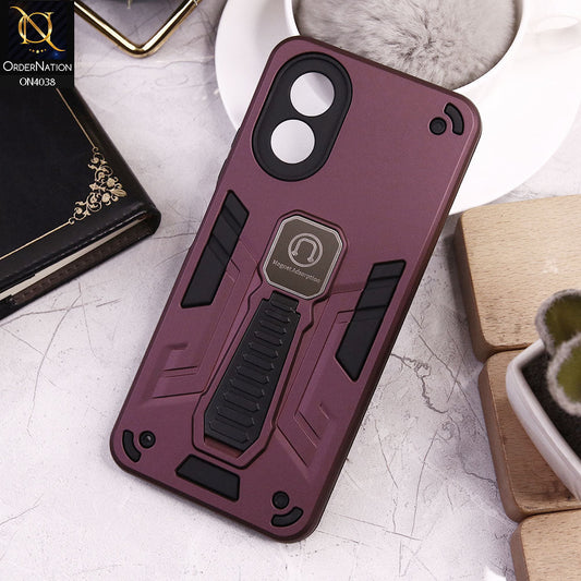 Oppo A38 Cover - Burgundy - Luxury Hybrid Shockproof Magnet Adsorption Stand Case