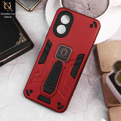 Oppo A18 Cover - Red - Luxury Hybrid Shockproof Magnet Adsorption Stand Case