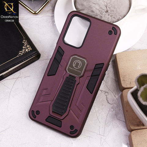 Oppo A54 4G Cover - Burgundy - Luxury Hybrid Shockproof Magnet Adsorption Stand Case