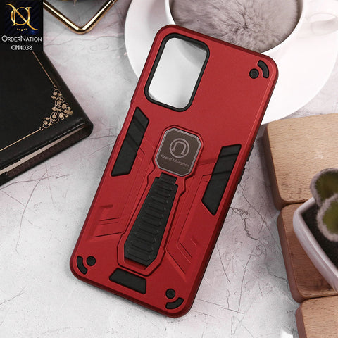 Oppo A54 4G Cover - Red - Luxury Hybrid Shockproof Magnet Adsorption Stand Case