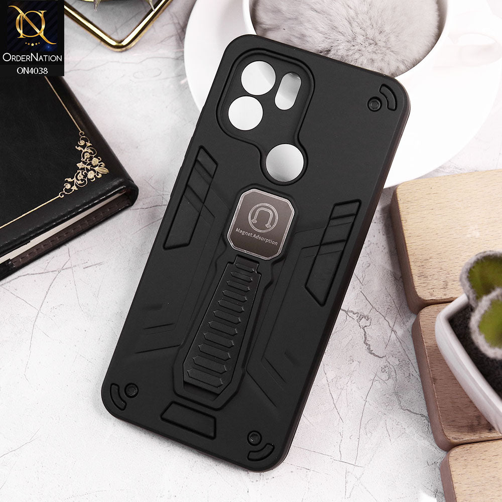 Xiaomi Redmi A2 Plus Cover - Black - Luxury Hybrid Shockproof Magnet Adsorption Stand Case