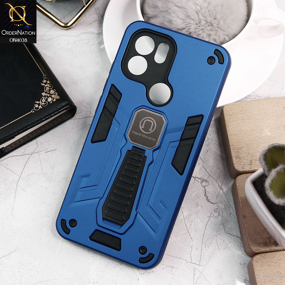 Xiaomi Redmi A1 Plus Cover - Blue - Luxury Hybrid Shockproof Magnet Adsorption Stand Case